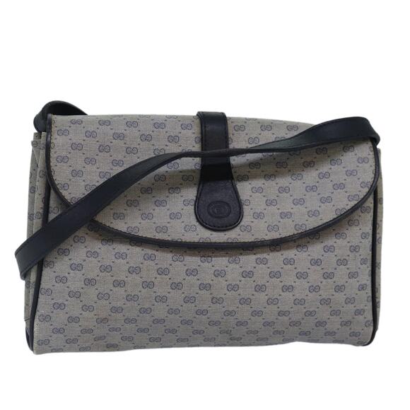 GUCCI Micro GG Supreme Shoulder Bag Pvc Navy Gold - Picture 1 of 16